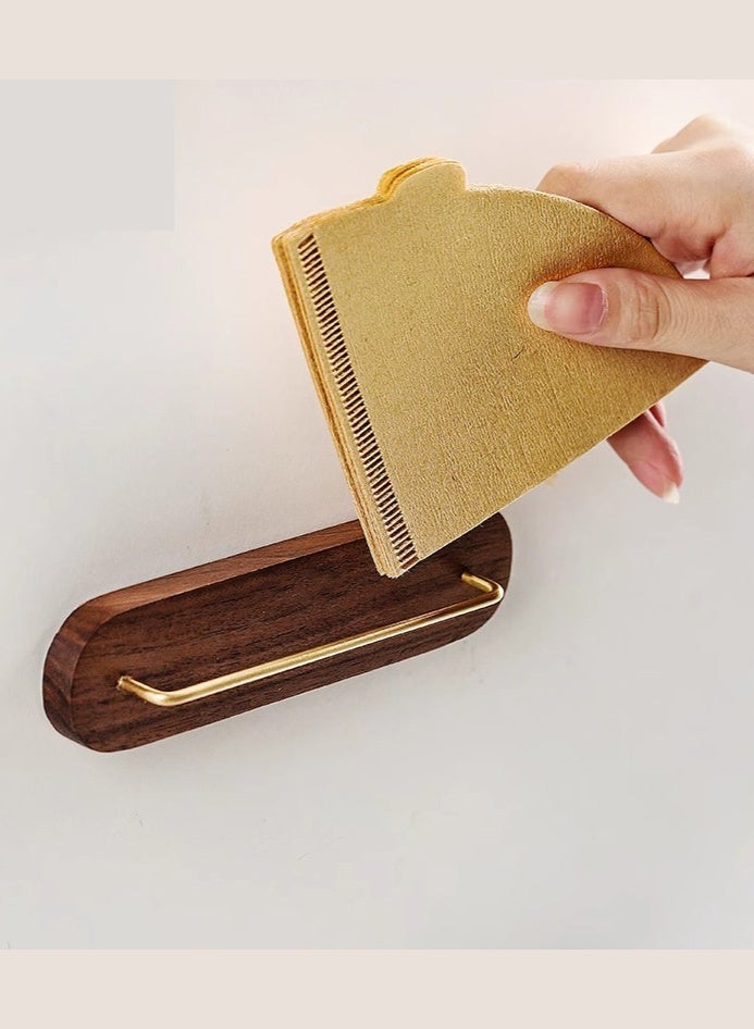 Joybos Walnut Base Coffee Filter Holder |  Filter Paper Storage Rack  No-Drill Wall-Mounted Pour-Over Coffee Filter Holder | Compatible with V60, Fan & Flat-Bottom Filters | Kitchen Countertop Organizer Stand - Image 5